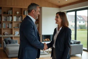 Célébrité en costume navy lors d'une rencontre privée