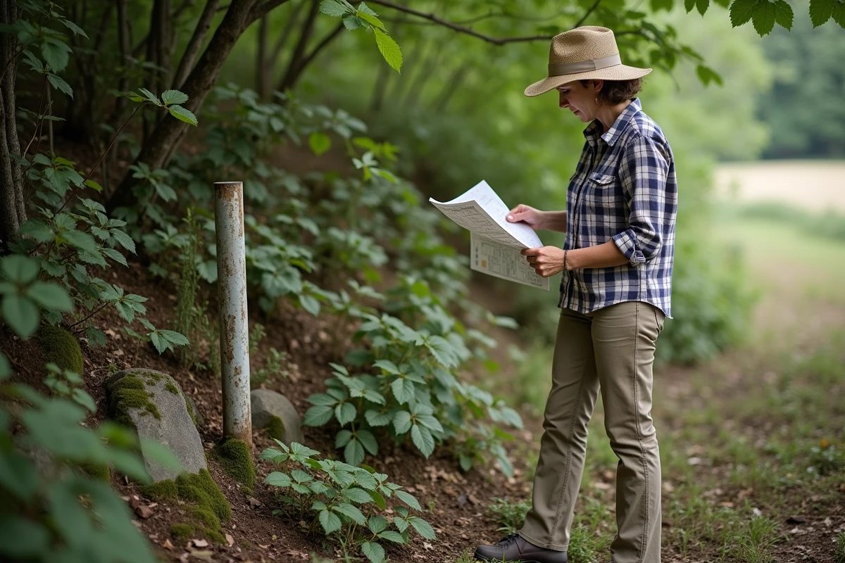 Femme cherchant un marqueur dans la forêt avec une carte