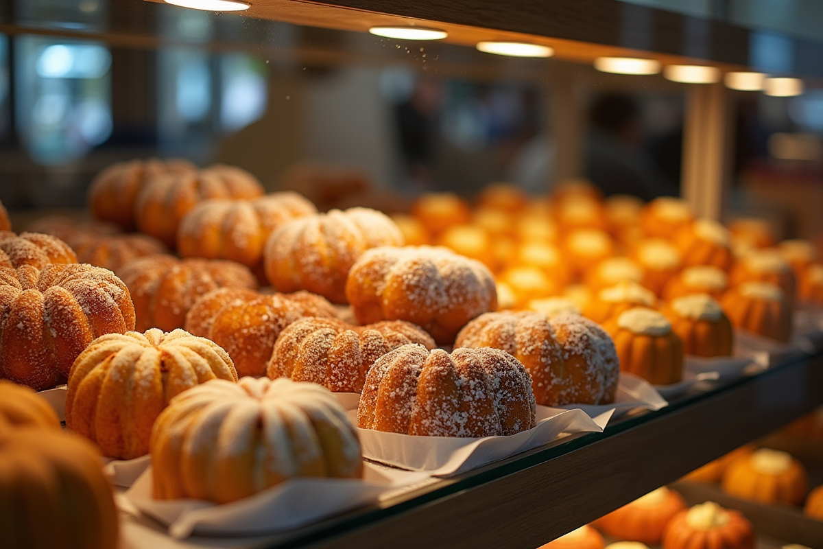 Vitrine de pâtisseries milanaises avec panettone et cannoli